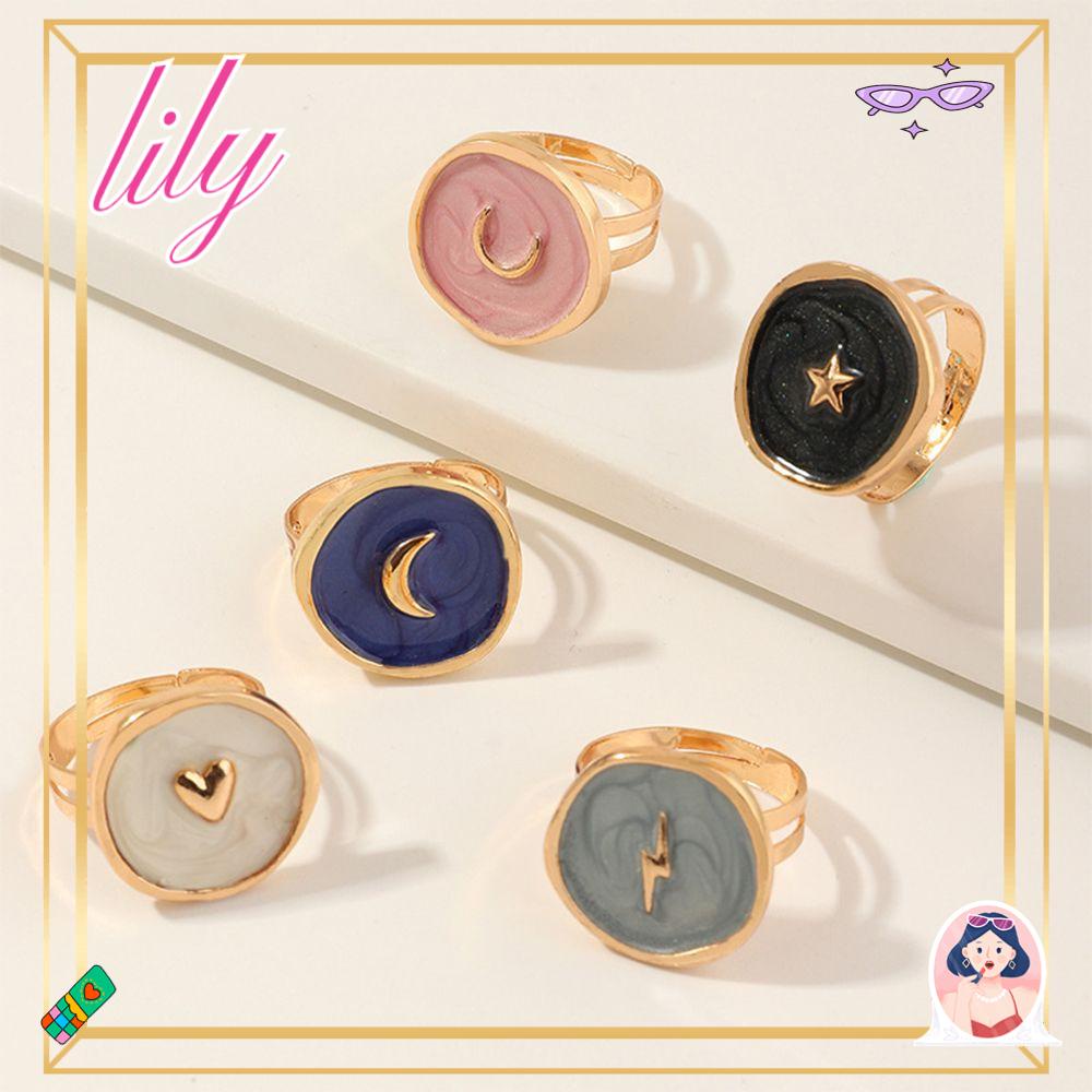 Lily Rings Alloy Heart Tetesan Minyak Jari Wanita