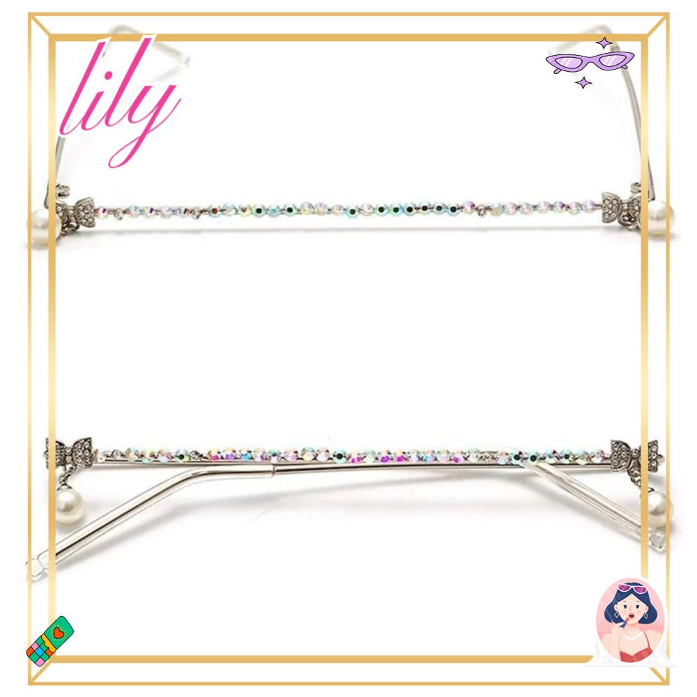 Lily Frame Kacamata Kristal AB Warna Berlian Imitasi Wajah Hiasan Perhiasan