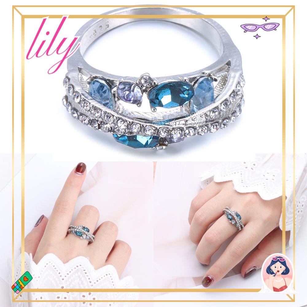 Lily Cincin Kawin Hadiah Hari Kasih Sayang Wanita Perak Moissanite