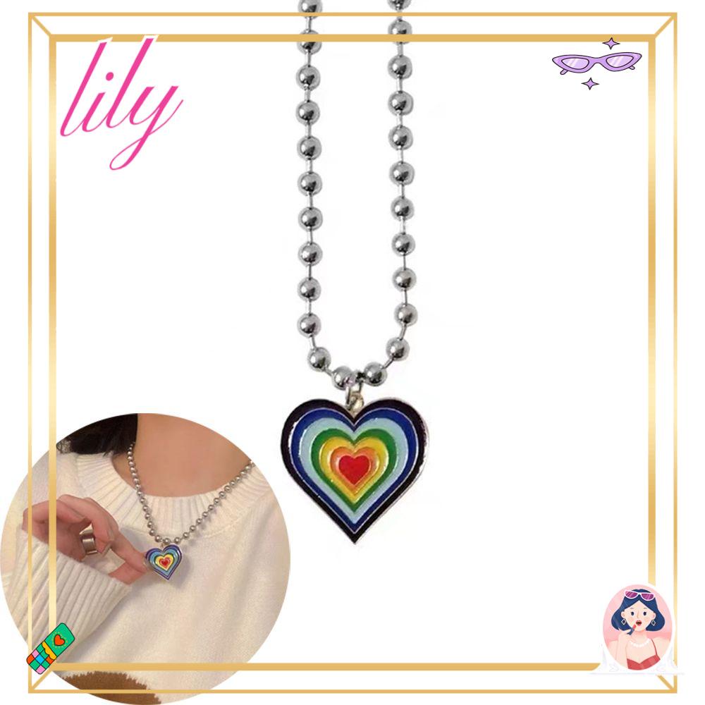 Lily Kalung Bentuk Hati Fashion Wanita Pelangi Choker Rantai Klavikula