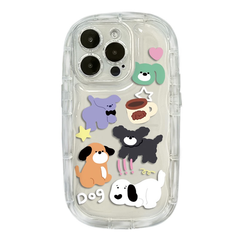 IPHONE Casing Ponsel Transparan Tahan Guncangan Anjing Lucu Kompatibel Untuk Casing Iphone11 14 13 12 Pro XS Max X XR 7 +8 Plus Cover Silikon TPU Lembut