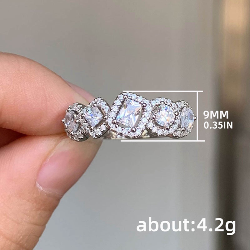 Cincin Cubic Zirconia Kristal Geometris Modern Untuk Wanita Mewah Fashion Perempuan Pernikahan Rings Daily Wear Statement Jewelry