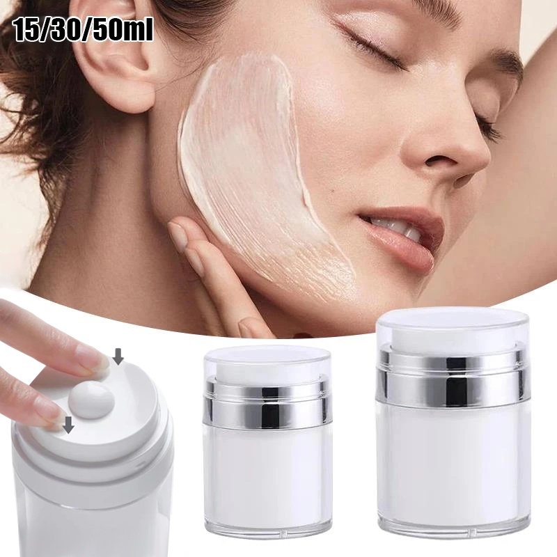 15/30/50ml Airless Pump Jar Kosong Akrilik Botol Cream Krim Lotions Foundations Dispenser Kosmetik Isi Ulang Mudah Digunakan Wadah Portabel Perjalanan Makeup Aksesoris