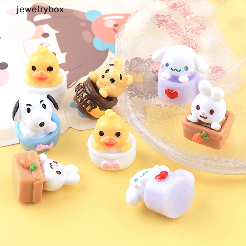 [jewelrybox] 1 Pc Rumah Boneka Miniatur Pot Hewan Anjing Bebek Kelinci Beruang Ornamen Lanskap Mikro Boneka Dekorasi Rumah Mainan Butik