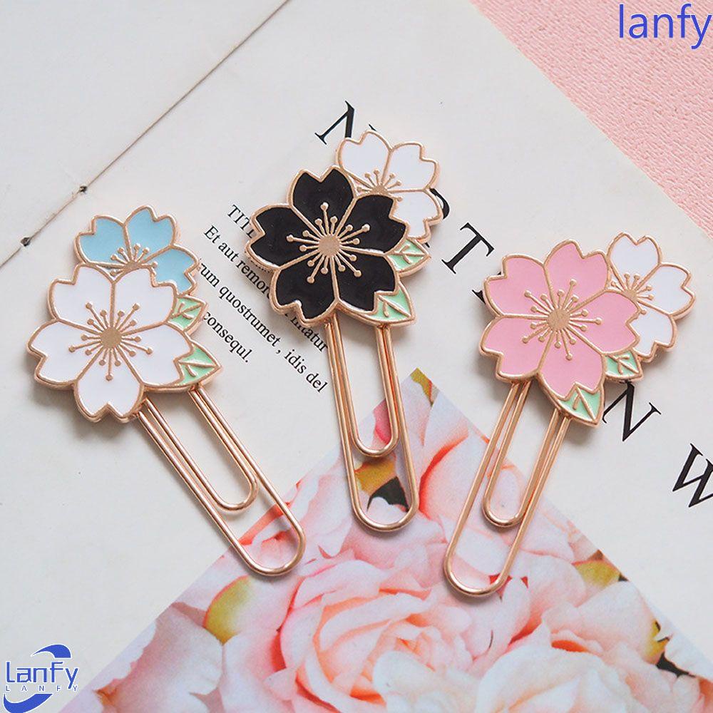 LANFY Durable Bookmark Simple Student Supplies Stationery Gift Paper Clip Colorful Decor Metal Sakura School Office Supplies