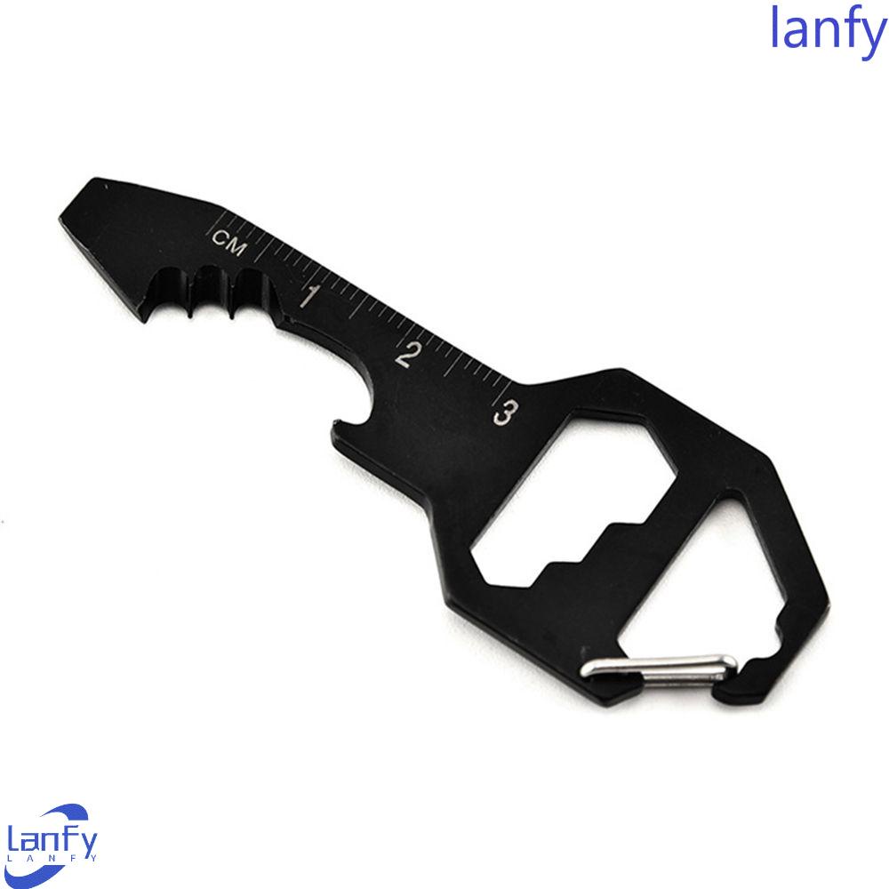 Lanfy Obeng Multifungsi Camping EDC Gear Gantungan Kunci Hadiah Perhiasan Baja Titanium Outdoor Tool Tool Card