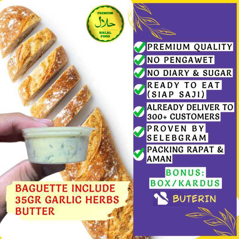 

Baguette Roti (Paket Hemat) [SLICED/POTONG] TERMASUK 35GR Garlic Herbs Butter