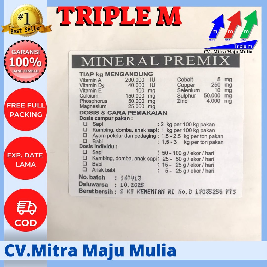 Mineral Premix Untuk Ternak TMC 1Kg dan 2Kg  (ORIGINAL PACK)