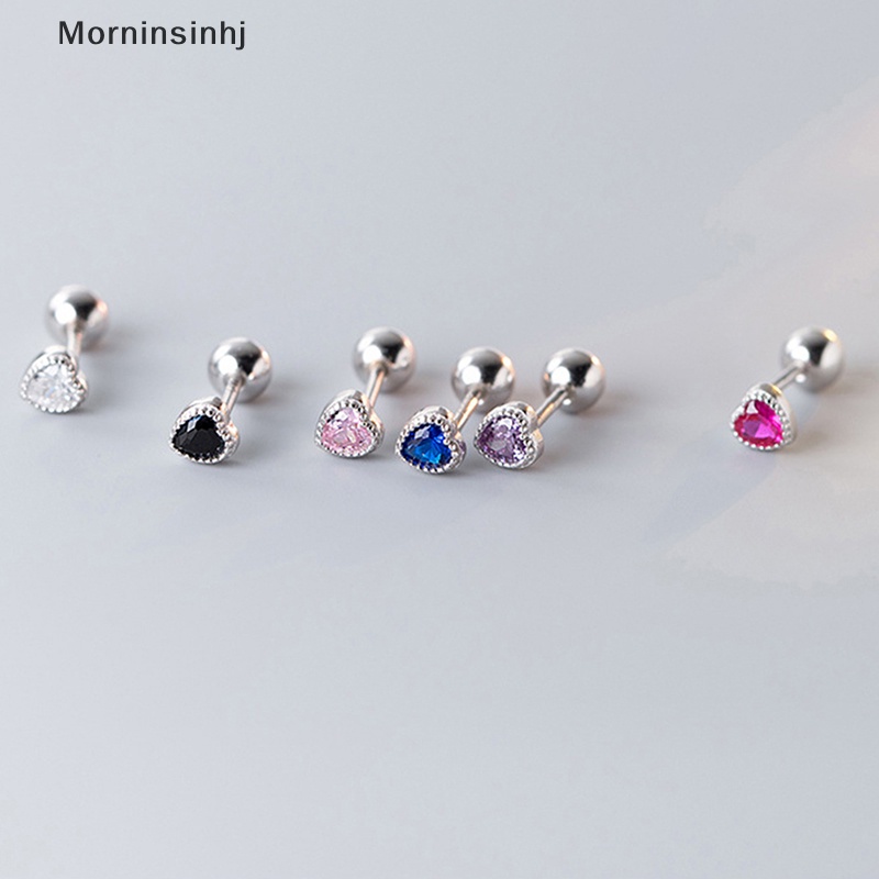 Mornin 1pasang Fashion Jantung Zirkon Telinga Studs Anting Untuk Wanita Tulang Rawan Helix Tulang Telinga Kuku Telinga Perhiasan Hadiah id