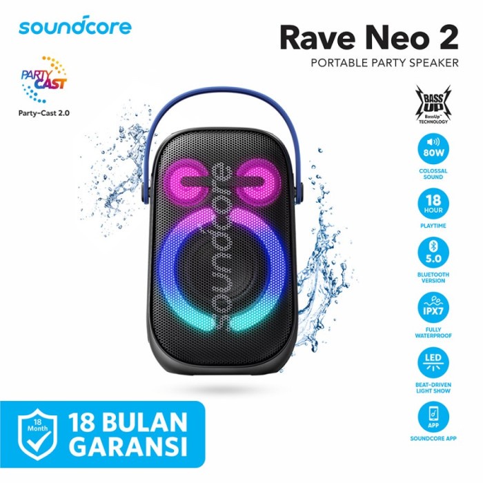 Anker Soundcore Rave Neo 2 Bluetooth Speaker Party - A33A1