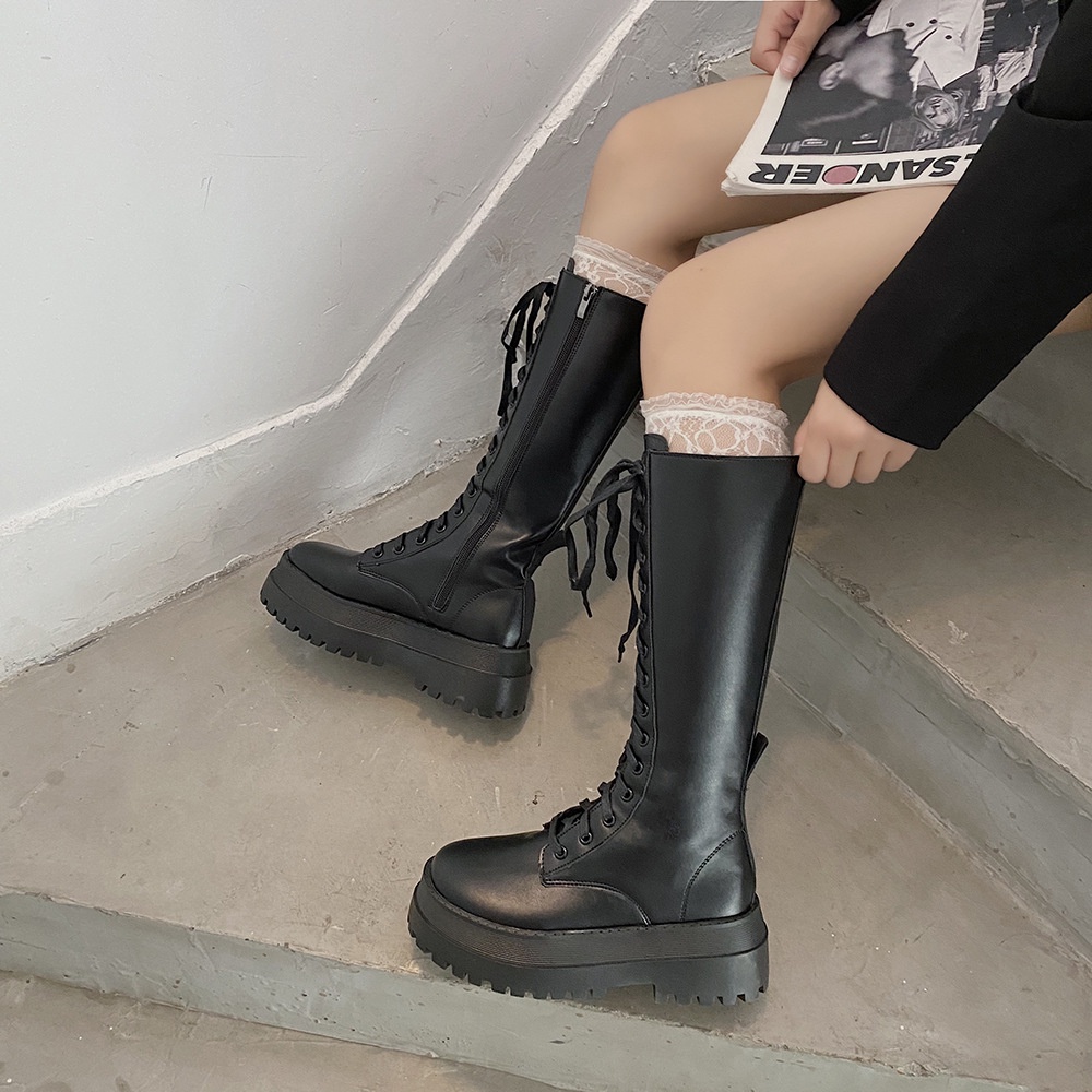 HS / Sepatu Boots Panjang Wanita Hak Sedang Fashion 284