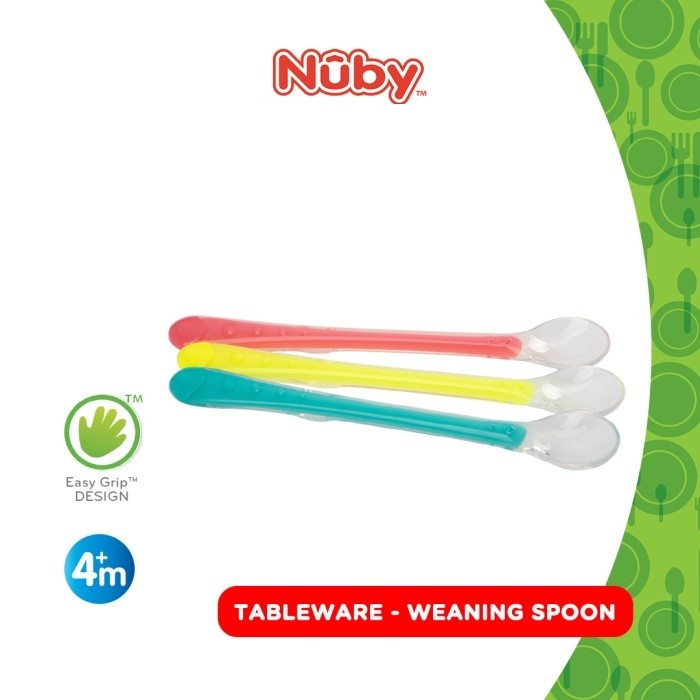 NUBY Silicone Weaning Spoon 3pcs Feeding Sendok Bayi Silikon