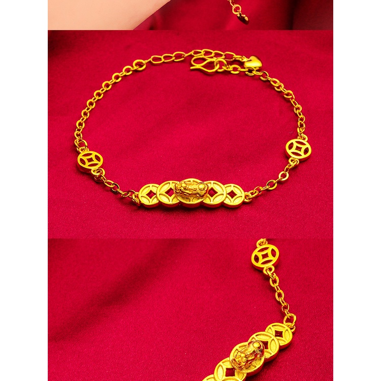 Goldkingdom Aksesoris Perhiasan Fashion Ready Stock Gelang Lapis Emas Pixiu Koin Koleksi Harta Karun Wanita