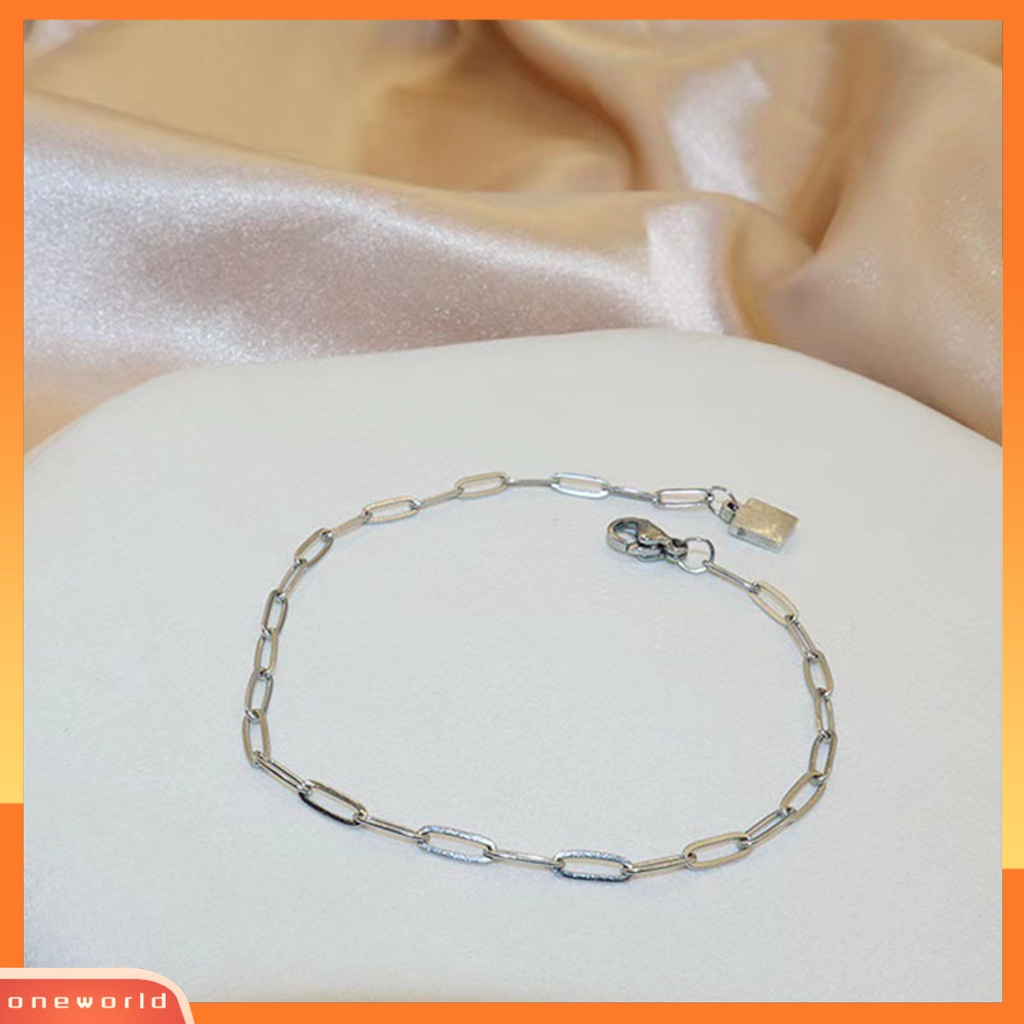 [EONE] Gelang Wanita Tidak Luntur Tebal Rantai Eye-catching Semua Pertandingan Adjustable Perhiasan Hadiah Berlapis Emas Wanita Square Pendant Chain Bracelet Dekorasi Untuk Kehidupan Sehari-Hari