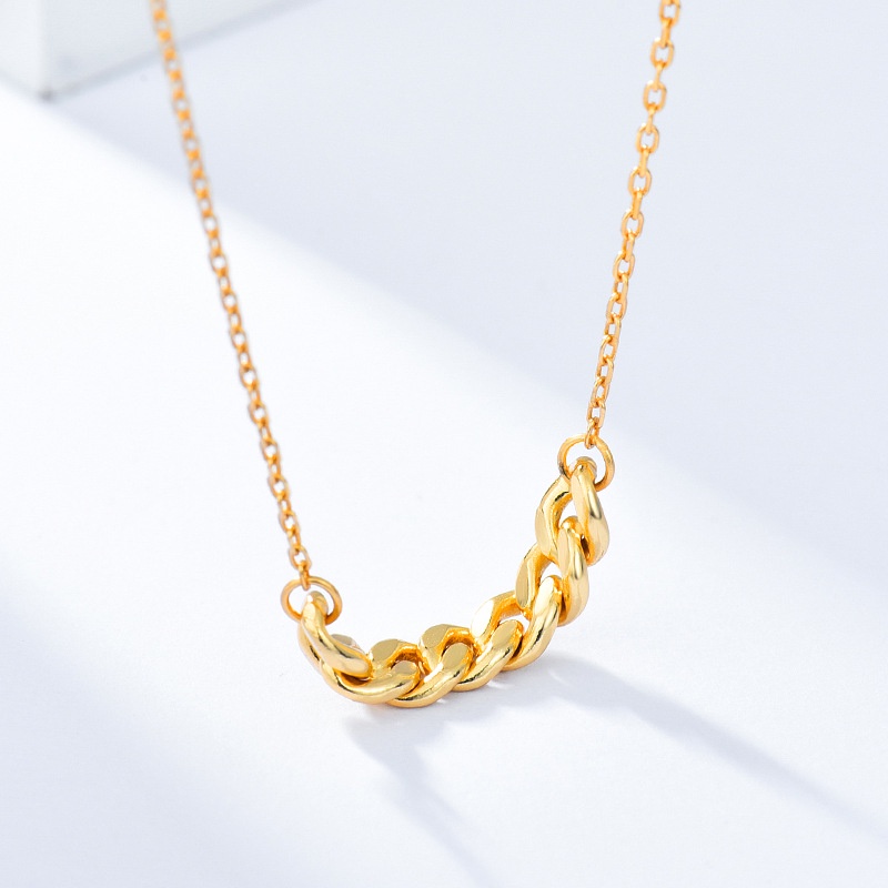 In Stock S925 Sterling Silver Kalung Rantai Emas 18K Fashion Gaya Keren Disambung Klavikula Liontin Rantai Kalung Untuk Wanita