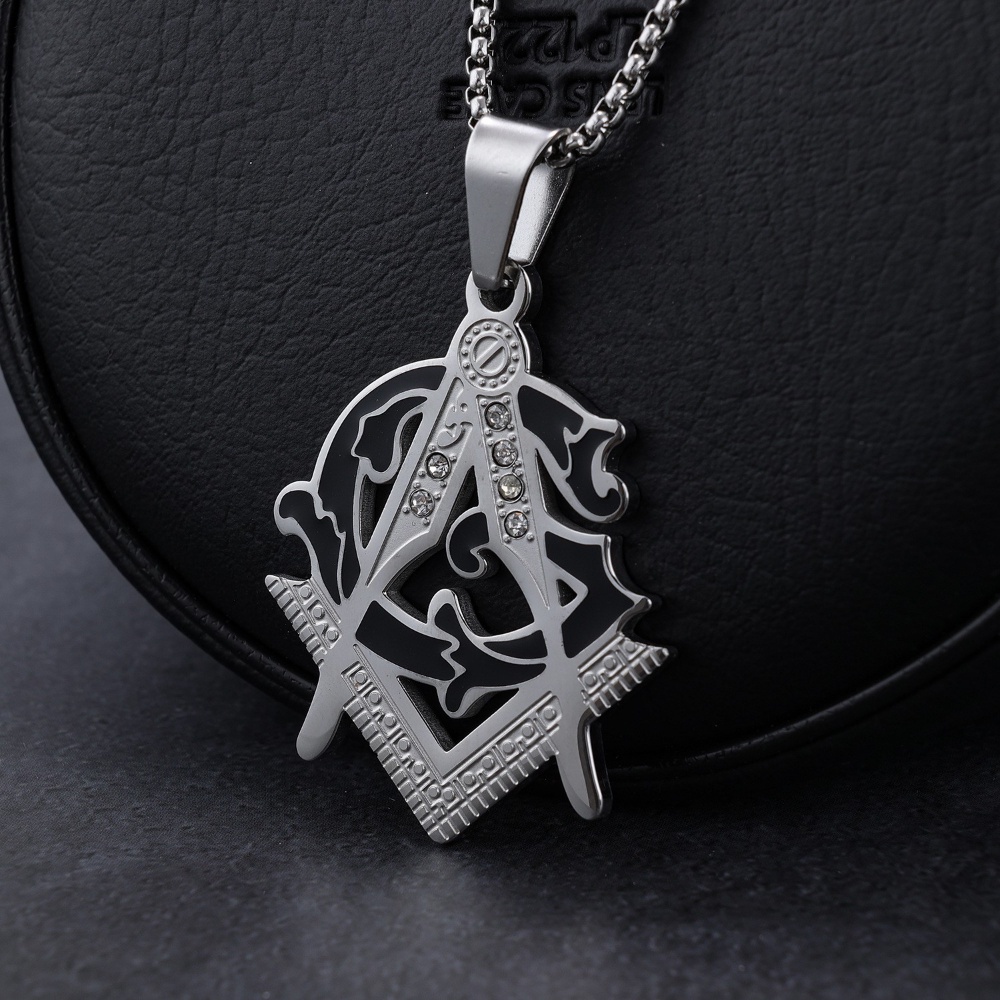 [X C Kalung] Baru AG Freemason Tetes Liontin Stainless Steel Pria Liontin Kalung Wanita Kalung Hadiah