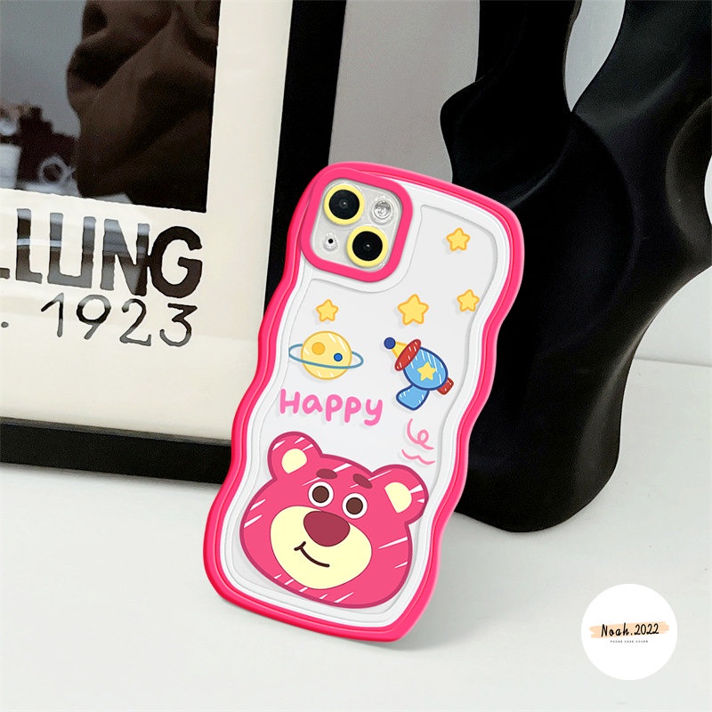 Case Untuk Samsung A14 A13 A12 A04s A50s A04 A31 A03s A04E A52s A51 A33 A50 A53 A52 A20 A02s A32 A23 A22 A30s A21s M22 A11 Lucu Winnie The Pooh Strawberry Bear Wavy Edge Soft Case