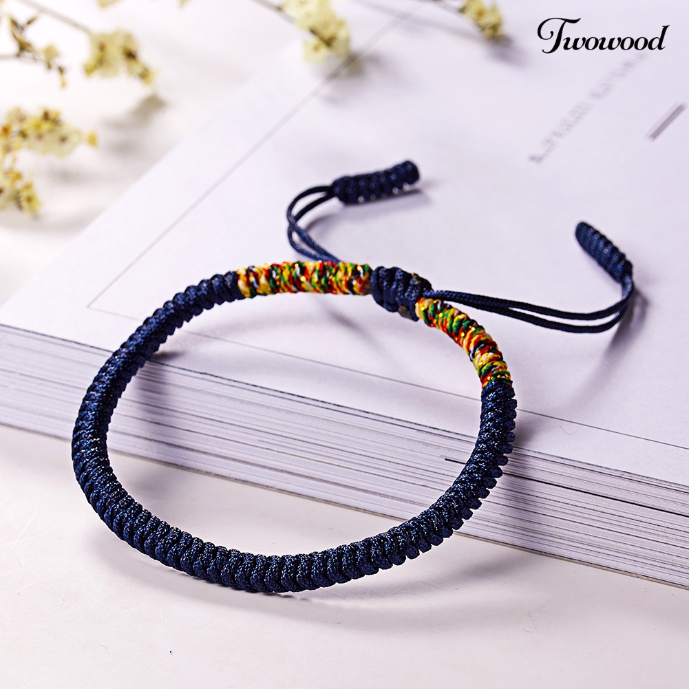 Twowood Wanita Pria Handmade Simpul Braided Rope Gelang Adjustable Beruntung Bangle Perhiasan