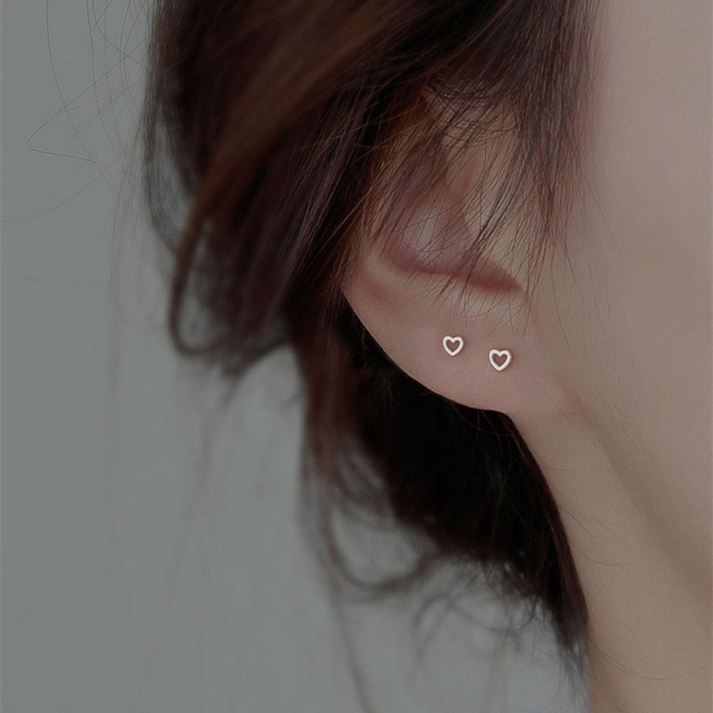 Mxbeauty Anting Pejantan Sederhana Kepribadian Lady Cinta Hati Korea Anting Pesta Temperamen Anting Halus Mini