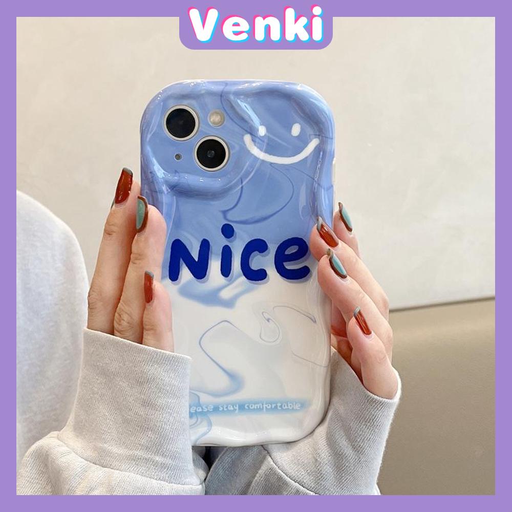 VENKI -For iPhone 11 iPhone Case 3D Curved Edge Wave Glossy White TPU Airbag Shockproof Camera Cover Blue and White Splicing nice Compatible with iPhone 14 13 Pro max 12 Pro Max xr