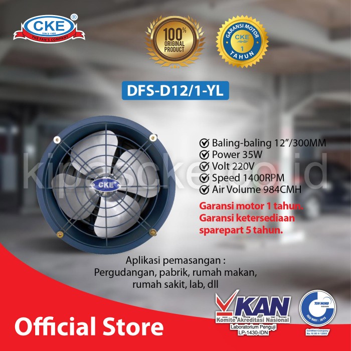 CKE Drum Fan Standard DFS-D12 1 12 Inch Drum Fan Blower Tabung Blower Gedung Exhaust Drum CKE