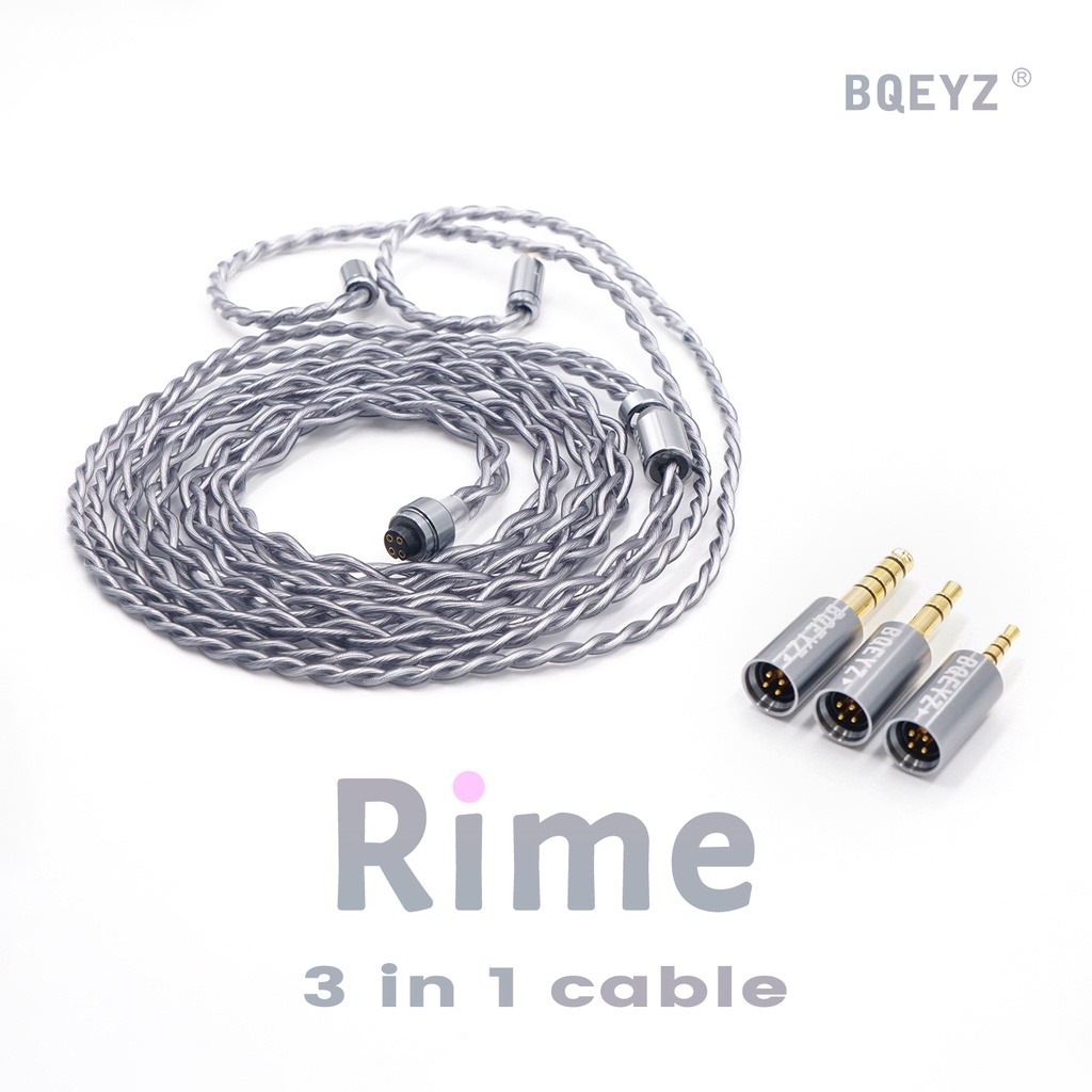 Bqeyz Kabel Peningkatan Musim Dingin Rime 0.78mm 2pin Tunggal Kristal Tembaga Perak Hybrid Earphone Dengan Kawat Yang Dapat Dilepas