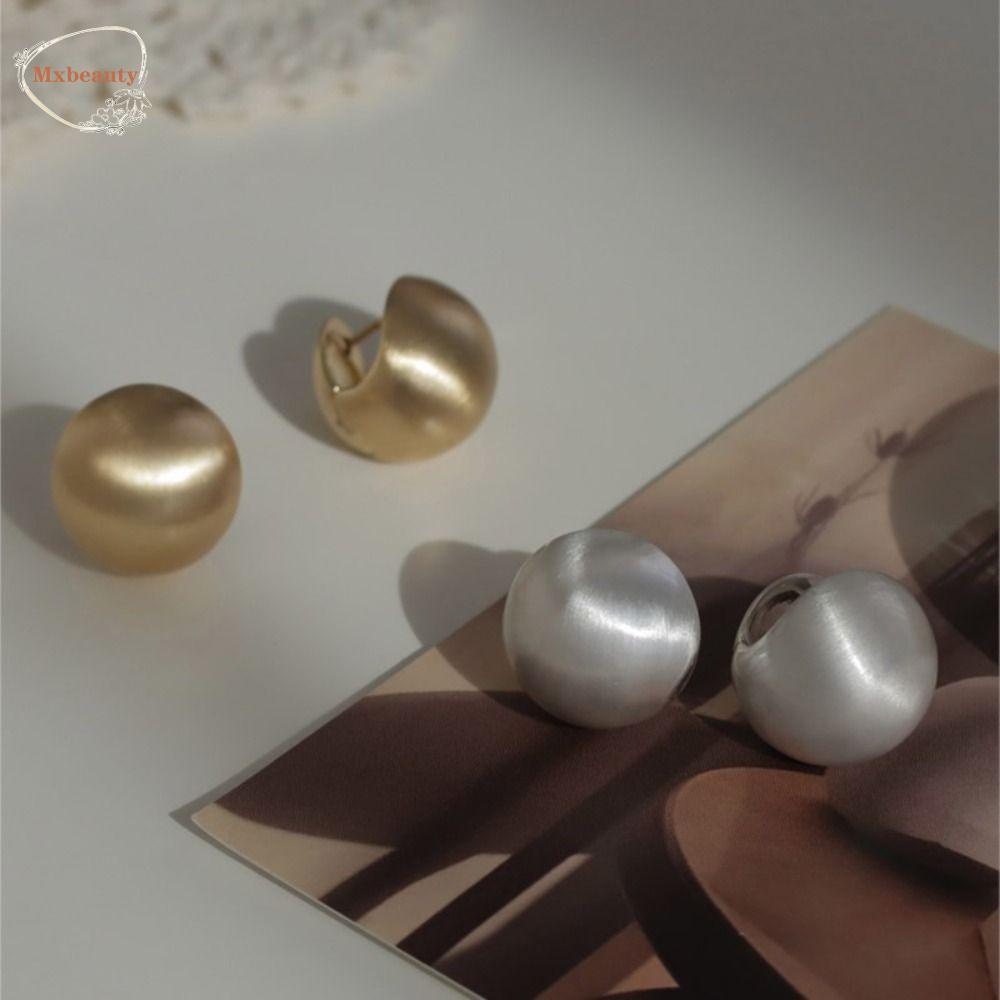 Mxbeauty Korea Ear Studs Elegan Bola Emas Indah Aksesoris Telinga Sederhana Geometris Telinga Gesper