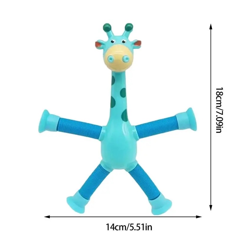 Novelty Decompression Toy/Mainan Puzzle Jerapah Tabung Melar/Kartun Suction Cup Telescopic Giraffe Shape Bermain Anak