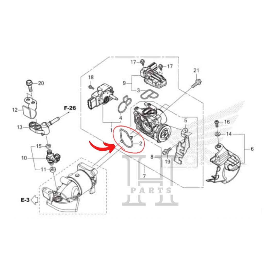 ORING O-RING SEAL THROTTLE BODY ADV PCX 160 K1Z 16075-K0R-V01 ASLI ORIGINAL AHM HGP HONDA