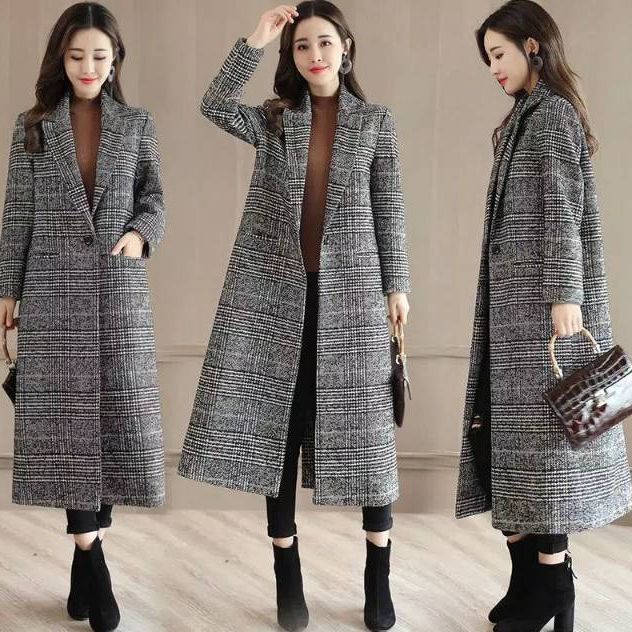 AURORA WOMAN WINTER CHECKED LONG COAT JAKET PANJANG WANITA MUSIM DINGIN