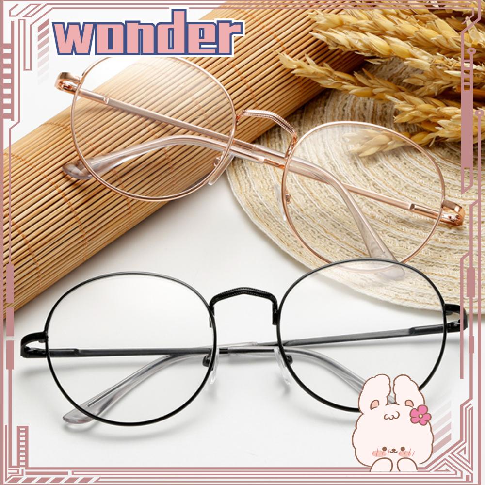 Wonder Metal Kacamata Wanita Pria Bulat Vintage Ultra Ringan Frame