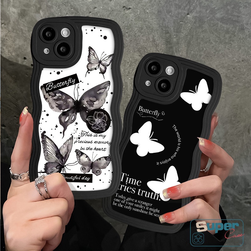 Casing Tepi Bergelombang Lembut Fashion Untuk Redmi Note8 11 9 11s 10s 9s Pro Max10 Redmi 12C A1 10C 10A 9a1+9T 9A 10 9C NFC Mi 11T Pro POCO M3 X3 NFC Pro Letter Fantasy Butterfly Sarung