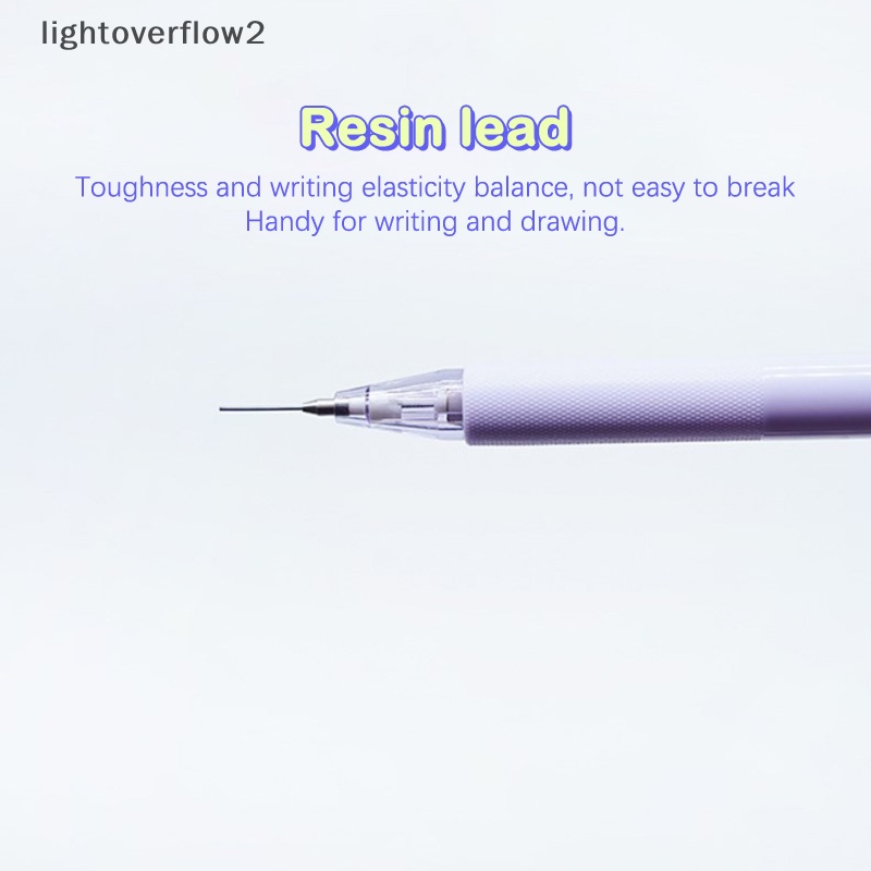[lightoverflow2] Pensil Mekanik Anti Pecah Core Non-slip Grip Dengan Eraser 0.5mmHB Gaya Sederhana Pendorong Pensil Perlengkapan Sekolah Alat Tulis [ID]