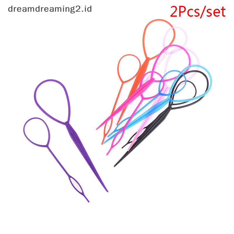 (drea) 2pcs/set Alat Styling Rambut Klip Sanggul Maker Hair Twist Kepang Ponytail Aksesoris//