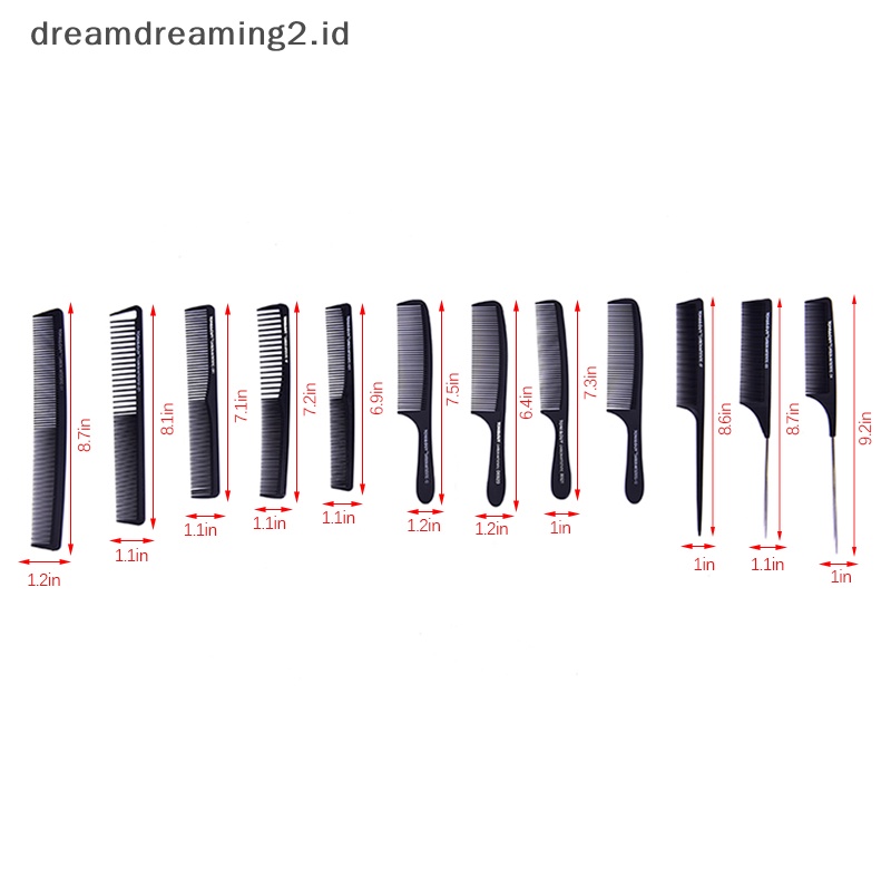 (drea) 11gaya Sisir Salon Profesional Hairdressing Carbon Antistatic Cutg Comb//