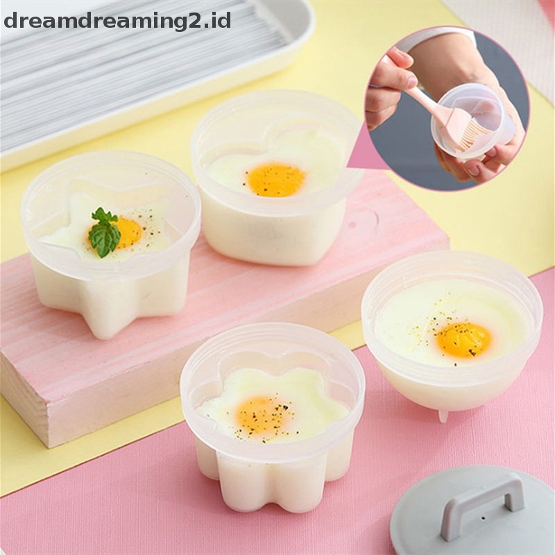 (drea) 4pcs Kreatif Jantung Egg Boiler Alat Masak Telur Dapur Bentuk Cetakan Dengan Tutup Brush Shaper Omelet Cetakan Untuk Dapur Baking Aksesoris//