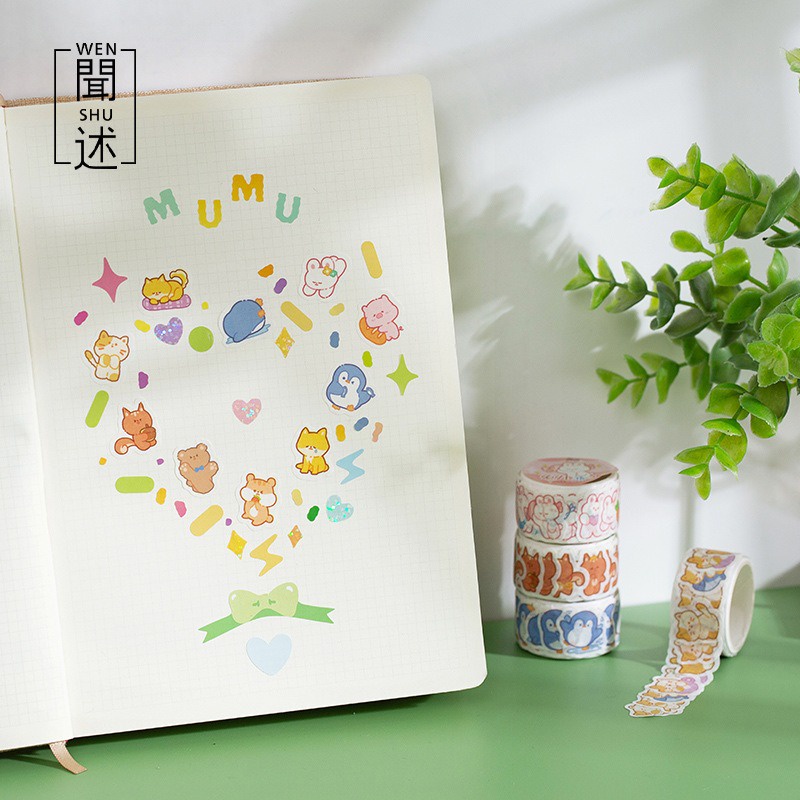 100pcs Sticker Roll Cute Animal / Stiker Hewan Lucu Bujo Diary DIY Hiasan Deco Rabbit Bunny Die Cut Washi Tape 100 2