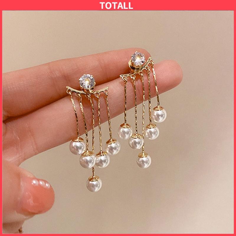 COD Anting Wanita Premium Mutiara Rumbai  Anting-Anting Temperamen-Totall