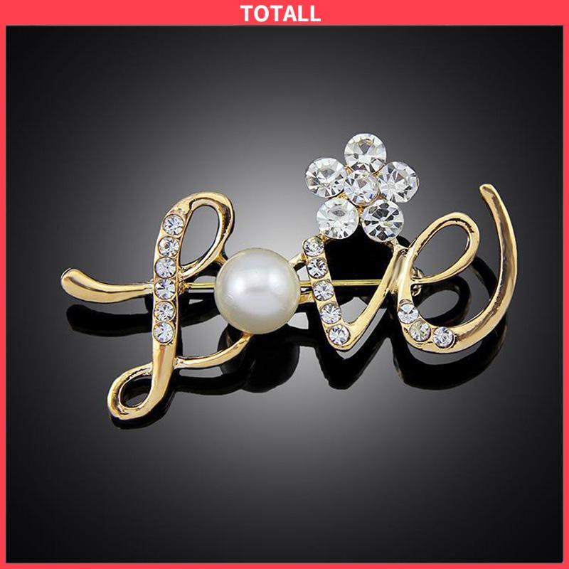 COD Bunga mutiara berlian brooch surat cinta-Totall