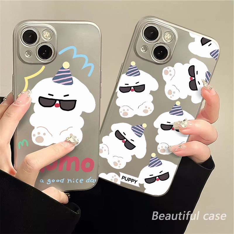 IPHONE Casing Electroplate Lembut Anjing Lucu Kompatibel Untuk Iphone14 13 12 11 Pro XS Max Casing XR X8 +7 6S Plus Mini TPU Silikon Shockproof Phone Cover