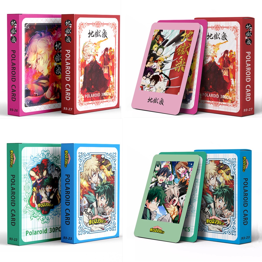 30pcs/box NARUTO My Hero Academia BLUE LOCK Polariod Photocards Jigoku Raku CHAINSAW MAN Haikyuu!! Kartu Lomo Japan Anime Kartun Postcards