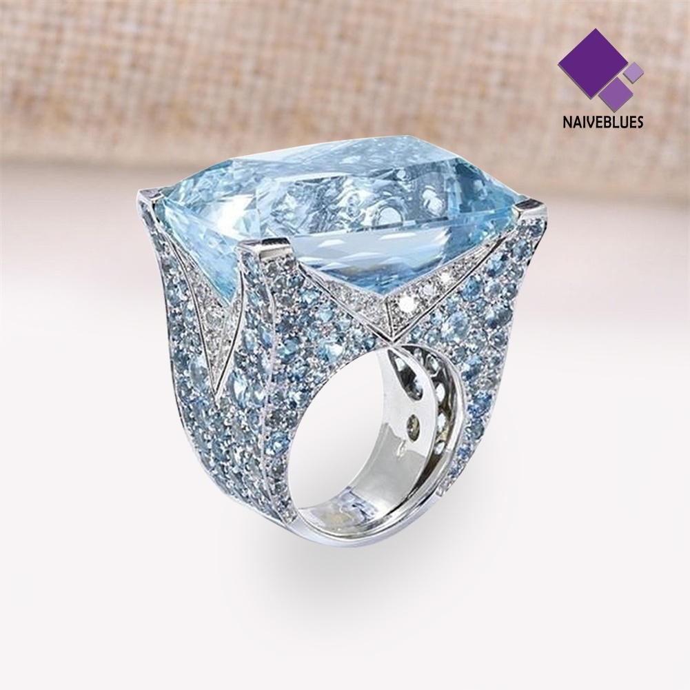 &lt; Naiveblues &gt; Sparkling Women Cubic Zirconia Cincin Pengantin Pernikahan Pertunangan Pesta Hadiah