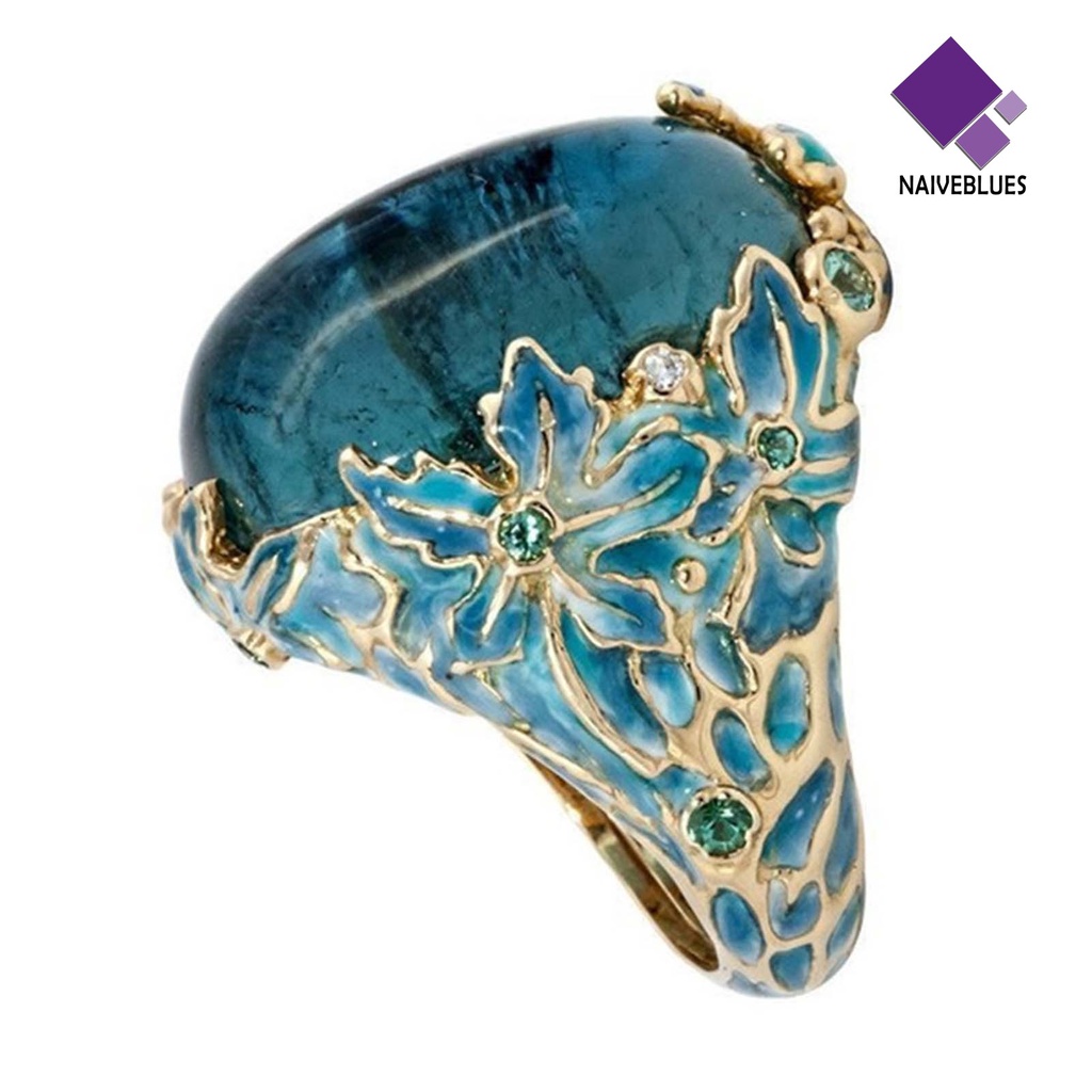 &lt; Naiveblues &gt; Cincin Hias Eye-catching Anti-deform Retro Elegan Elemen Bunga Lady Untuk Harian