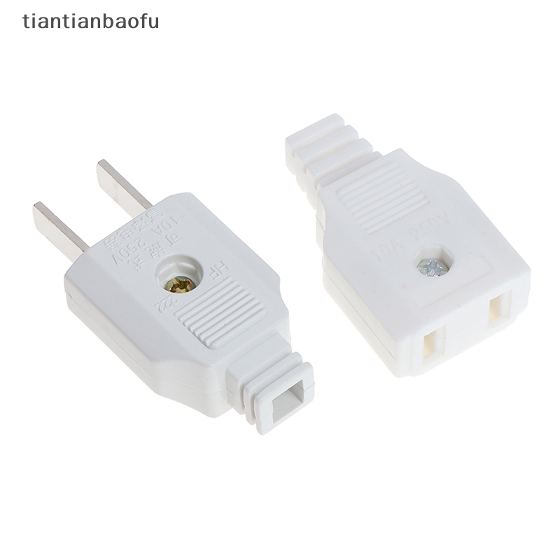 [tiantianbaofu] Us 2pin Datar AC Listrik Power Male Plug Female Socket Outlet Adaptor Kawat Butik