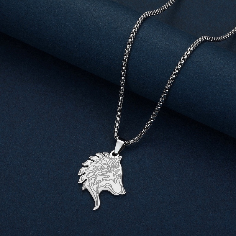 Zh Perhiasan Hip Hop Stainless Steel Serigala Kepala Liontin Pria Kalung Punk Perhiasan Aksesoris
