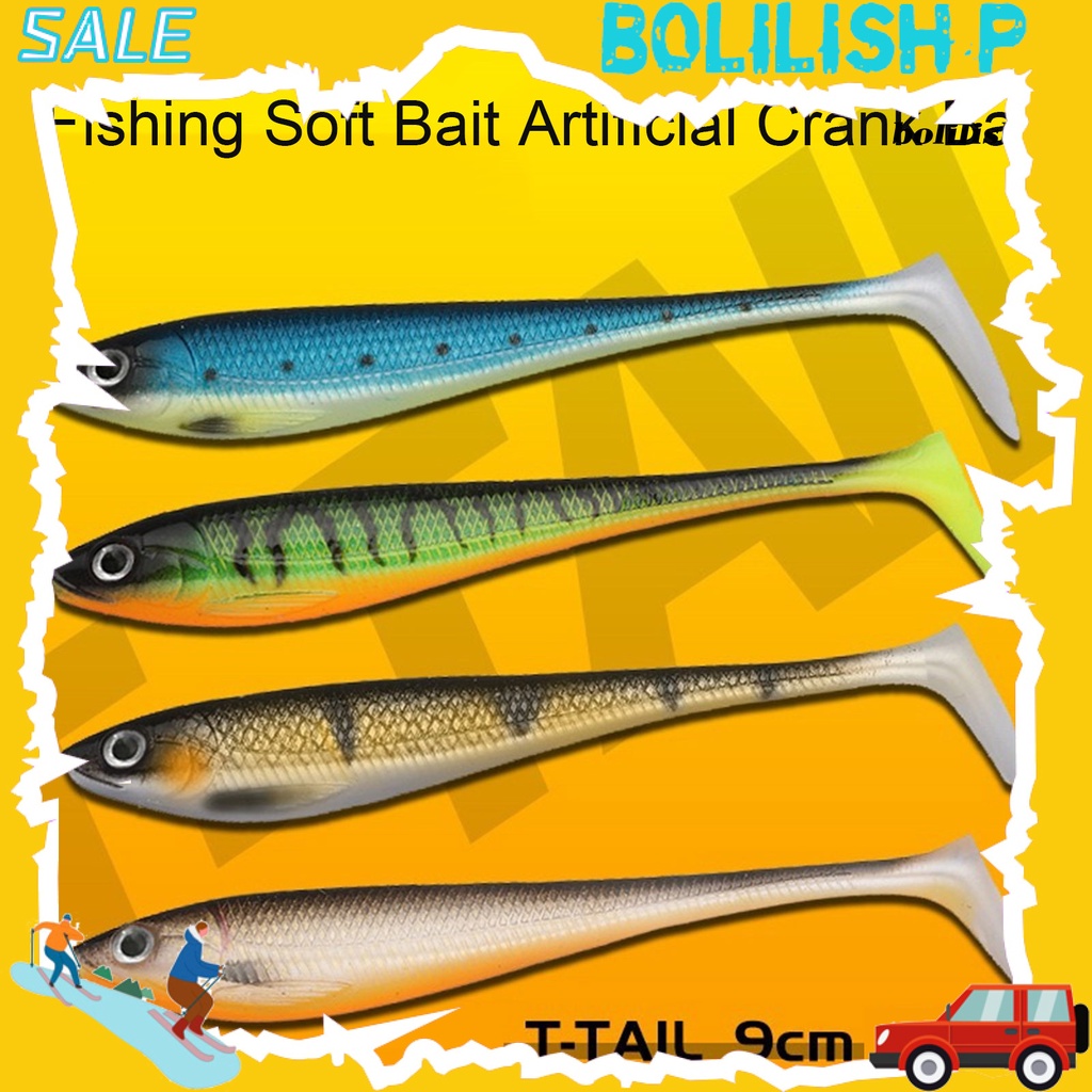 Bo-5pc 9cm Umpan Umpan 3D Fisheye Simulasi Desain Realistis Menggoda Angling Umpan Jalan Plastik T-tail Soft Lure Outdoor Fishing