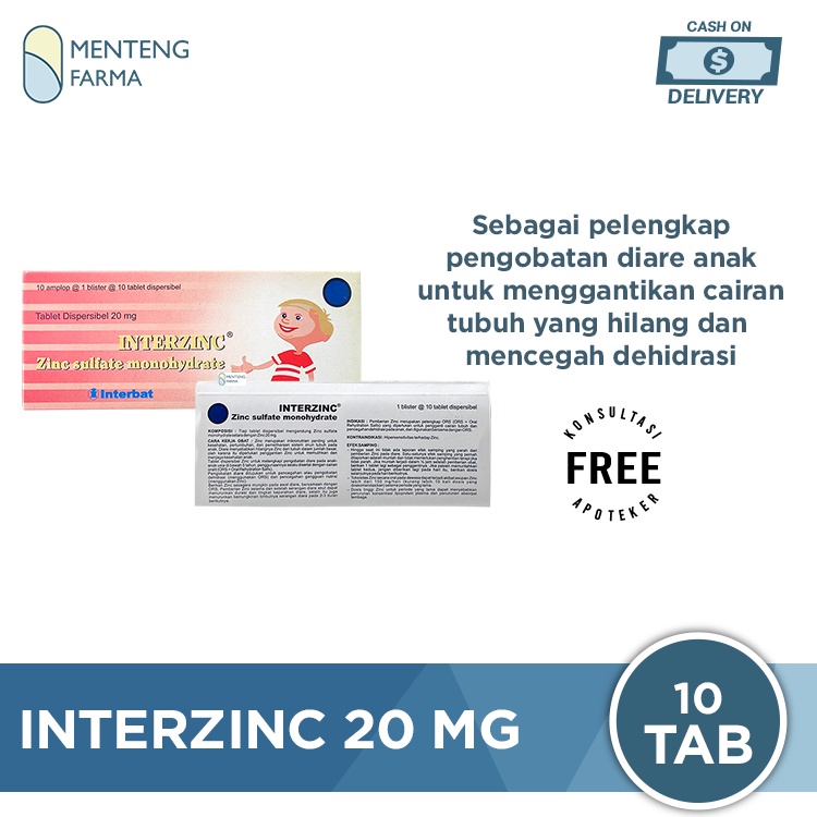 Interzinc 20 mg 10 Tablet - Obat Diare Anak