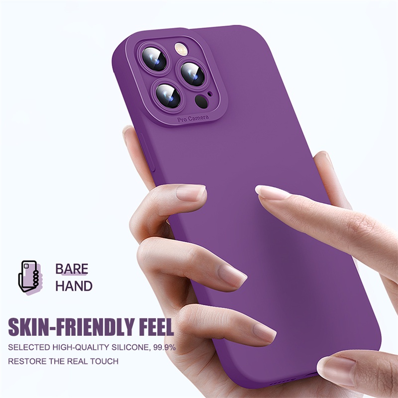 Case iPhone Warna Solid Silikon Cair Cocok Untuk iPhone 14 13 12 11 Pro max X XS XR XSMAX 78 14 plus Tahan Air Anti Bentur Kacamata Malaikat Pelindung Kepala Case TPU Minimalis