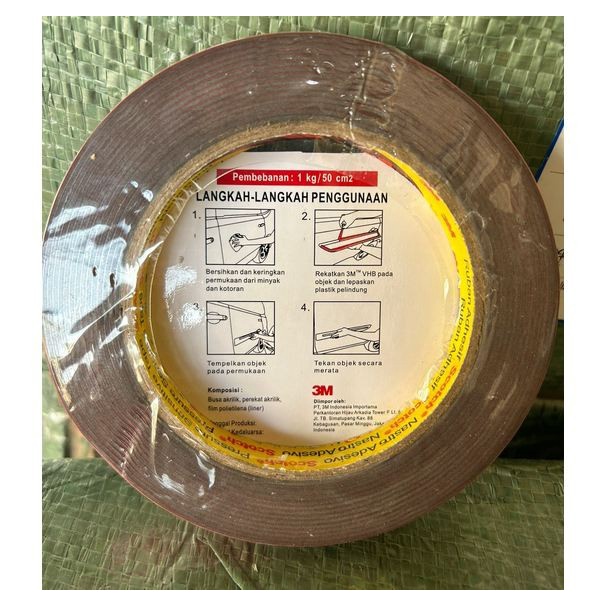 DOUBLE TAPE 3M VHB ORIGINAL 12 MM x 4.5 M perekat lem bolak balik