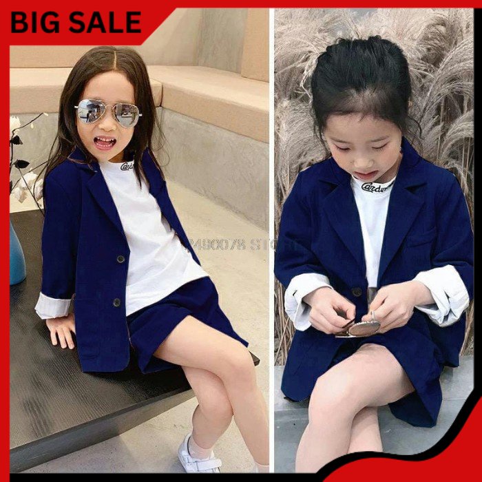 Fashion Anak - Setelan anak perempuan usia 5 6 7 8 tahun / Set blazer jas polos import terbaru